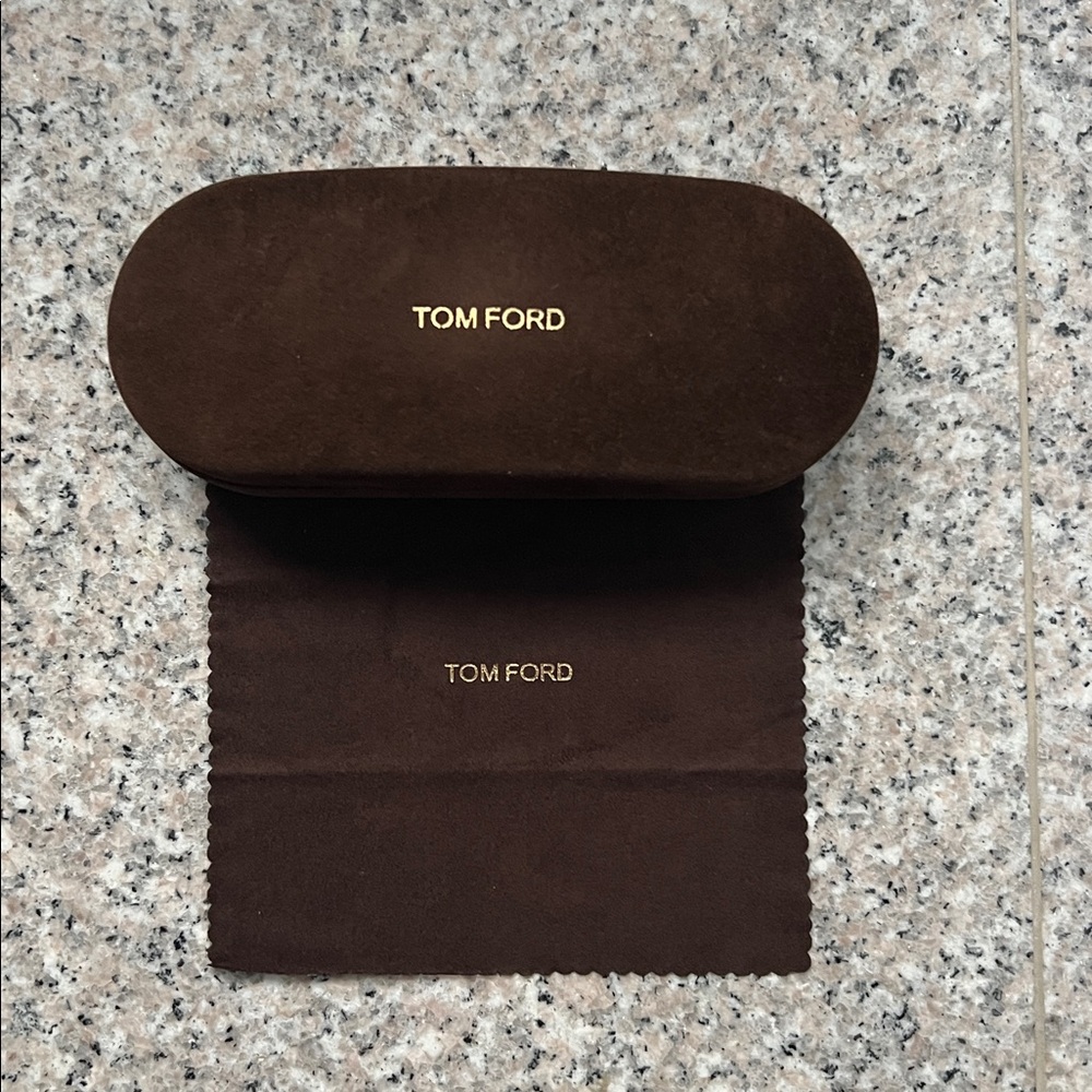 TOM FORD eyeglass case brown velvet hard clamshell case NWT